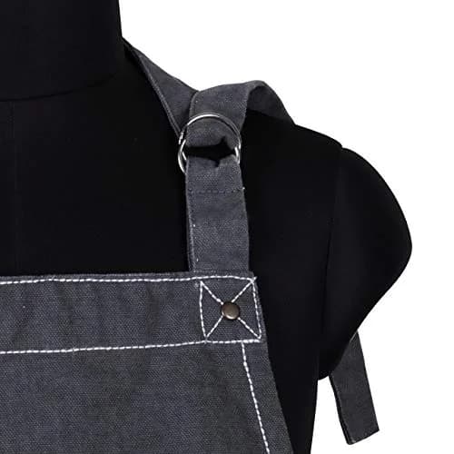 AMOUR INFINI Cotton Solid Apron with Pocket & Adjustable Strap - 72x81cm (27.5x33 Inches) | Washed Gray Chef Apron thumbnail 6