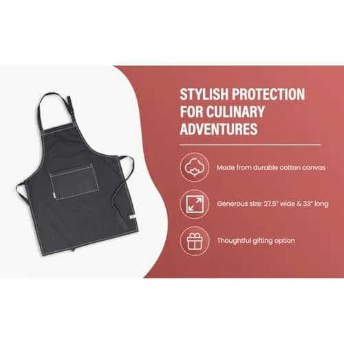 AMOUR INFINI Cotton Solid Apron with Pocket & Adjustable Strap - 72x81cm (27.5x33 Inches) | Washed Gray Chef Apron thumbnail 3