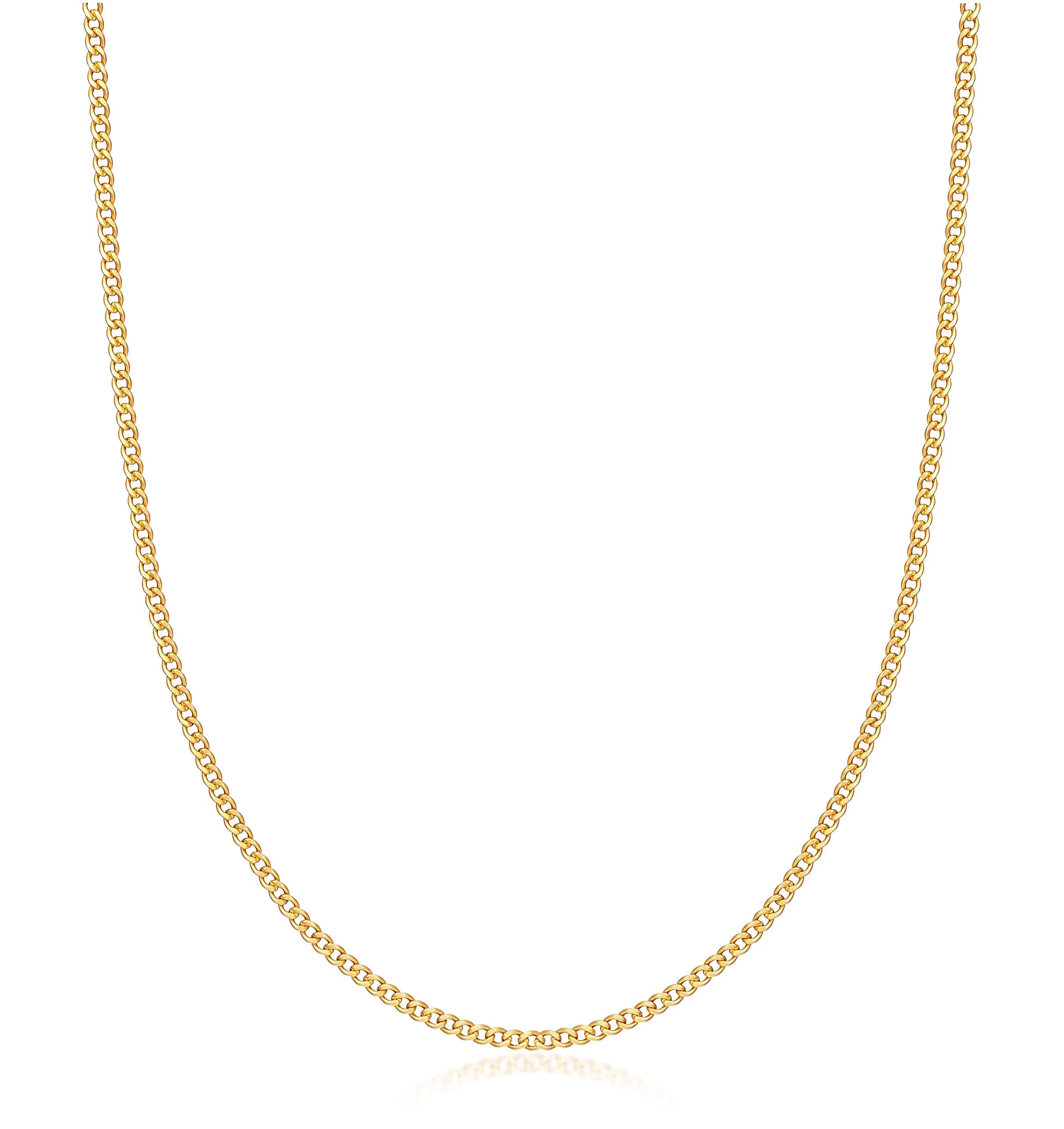 Barzel 18K Gold Plated Cuban Link Chain Necklace 2MM Thickness, 50.8cm (20 Inches) | Bold Statement Jewelry - main product image