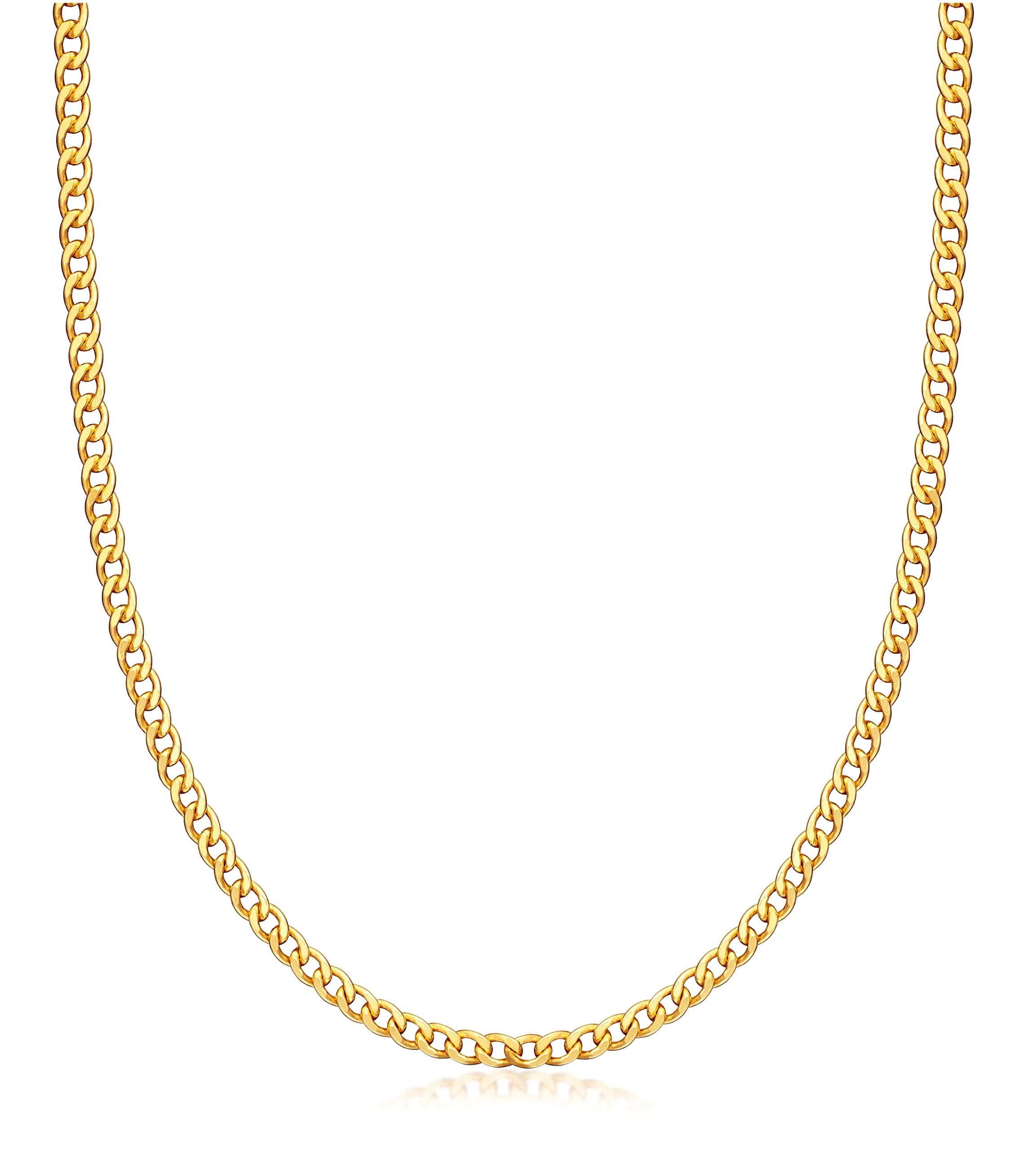 Barzel 18K Gold Plated Cuban Link Chain Necklace 2MM Thickness, 50.8cm (20 Inches) | Bold Statement Jewelry — 4MM Gold / 22 Inches