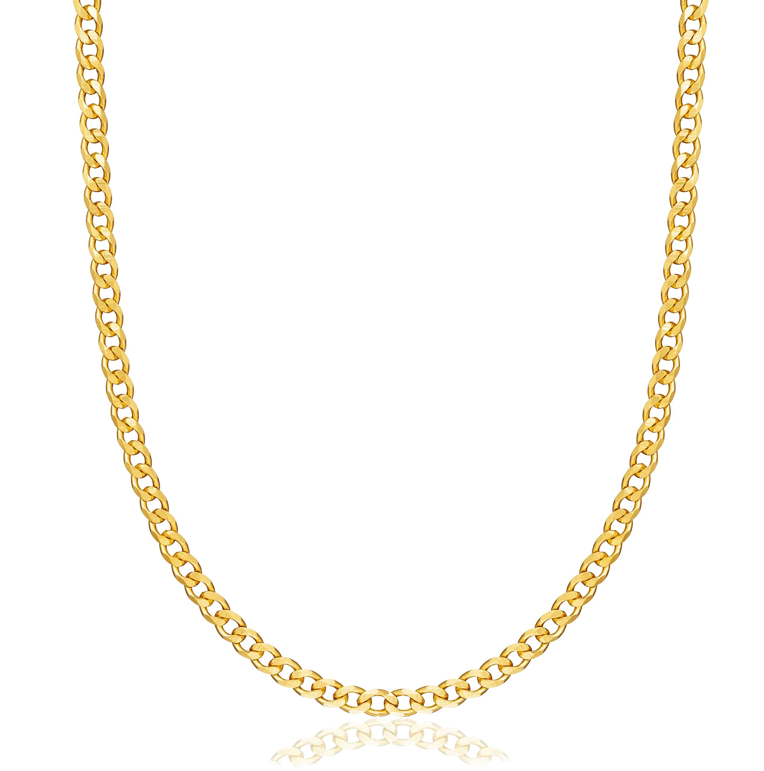 Barzel 18K Gold Plated Cuban Link Chain Necklace 2MM Thickness, 50.8cm (20 Inches) | Bold Statement Jewelry — 5MM Gold