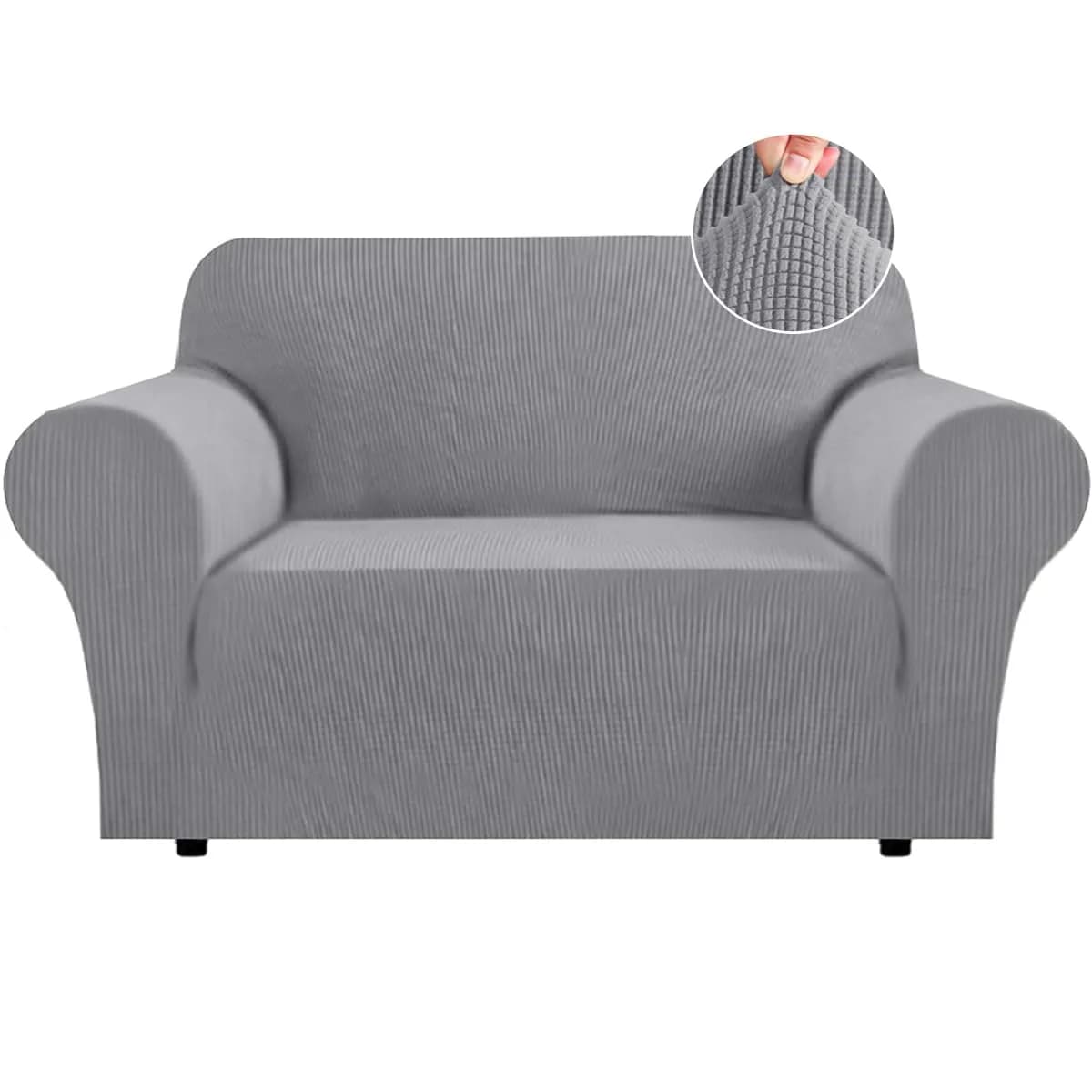 Flamingo P High Stretch Sofa Slipcover for Loveseat | Non Slip, Washable Jacquard Fabric (Medium, Dove) - main product image