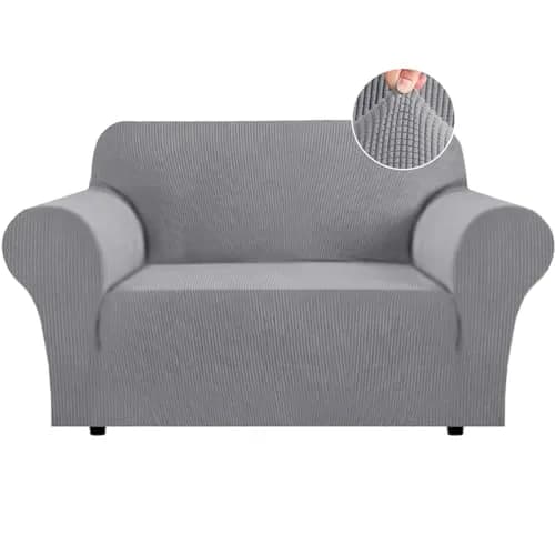 Flamingo P High Stretch Sofa Slipcover for Loveseat | Non Slip, Washable Jacquard Fabric (Medium, Dove) thumbnail 1