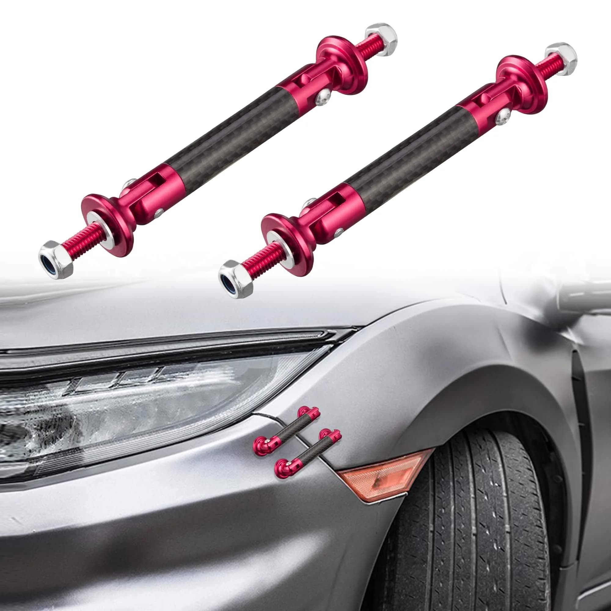TOMALL Car Adjustable Bumper Support Strut Rod 45mm | Universal Aluminum Carbon Fiber Purple — Carbon Fiber Red