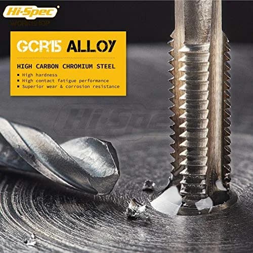 Hi-Spec 39pc Metric Tap and Die Set M3-M12 with Wrench and Gauge | Repair Worn Threads, Cut Clean New Threads thumbnail 5
