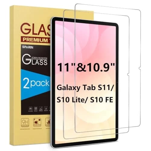 SPARIN 2 Pack Tempered Glass Screen Protector for Samsung Galaxy Tab S9 FE/S9/S8/S7 (11" & 10.9") | 9H Hardness, S-Pen Compatible thumbnail 1