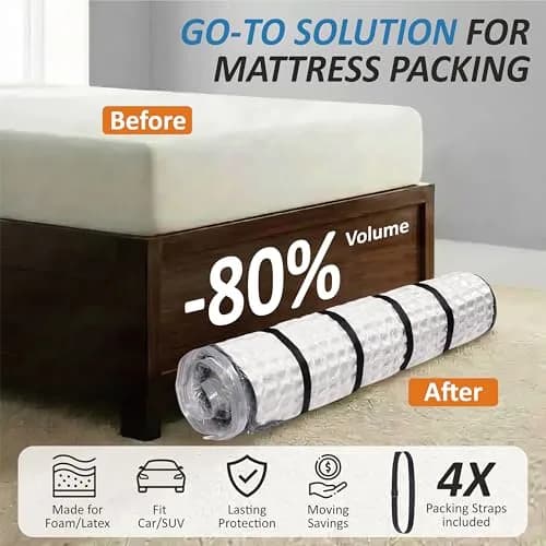 Storage Logic Twin/Twin-XL Mattress Vacuum Bag with 4 Straps | Compresses to 80% for Moving & Storage thumbnail 2