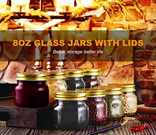 Rainforce Mason Jars 8 oz 30 Pack with Gold Lids | Food Storage & Canning thumbnail 2