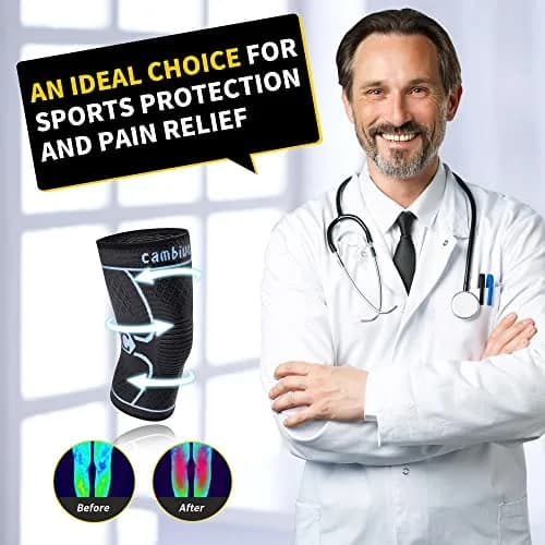 CAMBIVO Blue Knee Brace Compression Sleeve, Large | Orthopedic Brace thumbnail 2