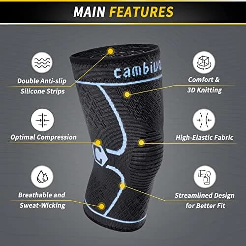 CAMBIVO Blue Knee Brace Compression Sleeve, Large | Orthopedic Brace thumbnail 3