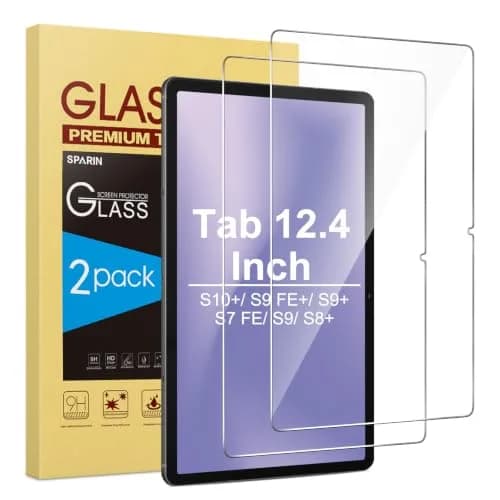 SPARIN Tempered Glass Screen Protector for Samsung Galaxy Tab S7 FE/S9 Plus/S9 FE Plus 12.4 Inch | 2-Pack HD Clear, S Pen Compatible thumbnail 1
