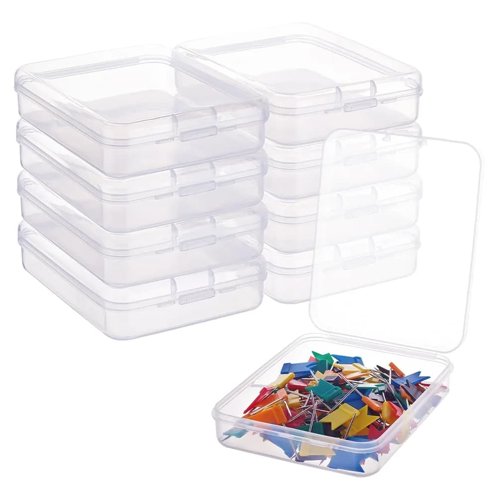 BENECREAT 10 Packs 12.7cm x 8.4cm x 2cm Clear Plastic Storage Boxes | Organize Craft Accessories & Small Items — 3.7x4.7x1.1"
