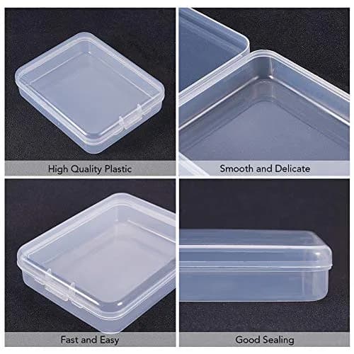 BENECREAT Clear Rectangle Plastic Storage Box 9.3x11.95x2.85cm (3.7x4.7x1.1 Inch) | Pack of 10 for Craft Accessories thumbnail 4
