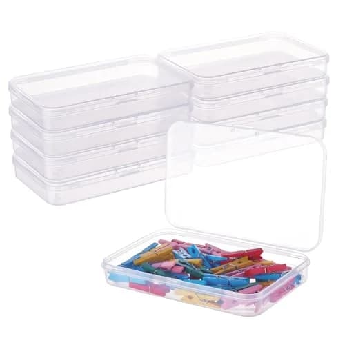 BENECREAT 10 Packs 12.7cm x 8.4cm x 2cm Clear Plastic Storage Boxes | Organize Craft Accessories & Small Items thumbnail 1