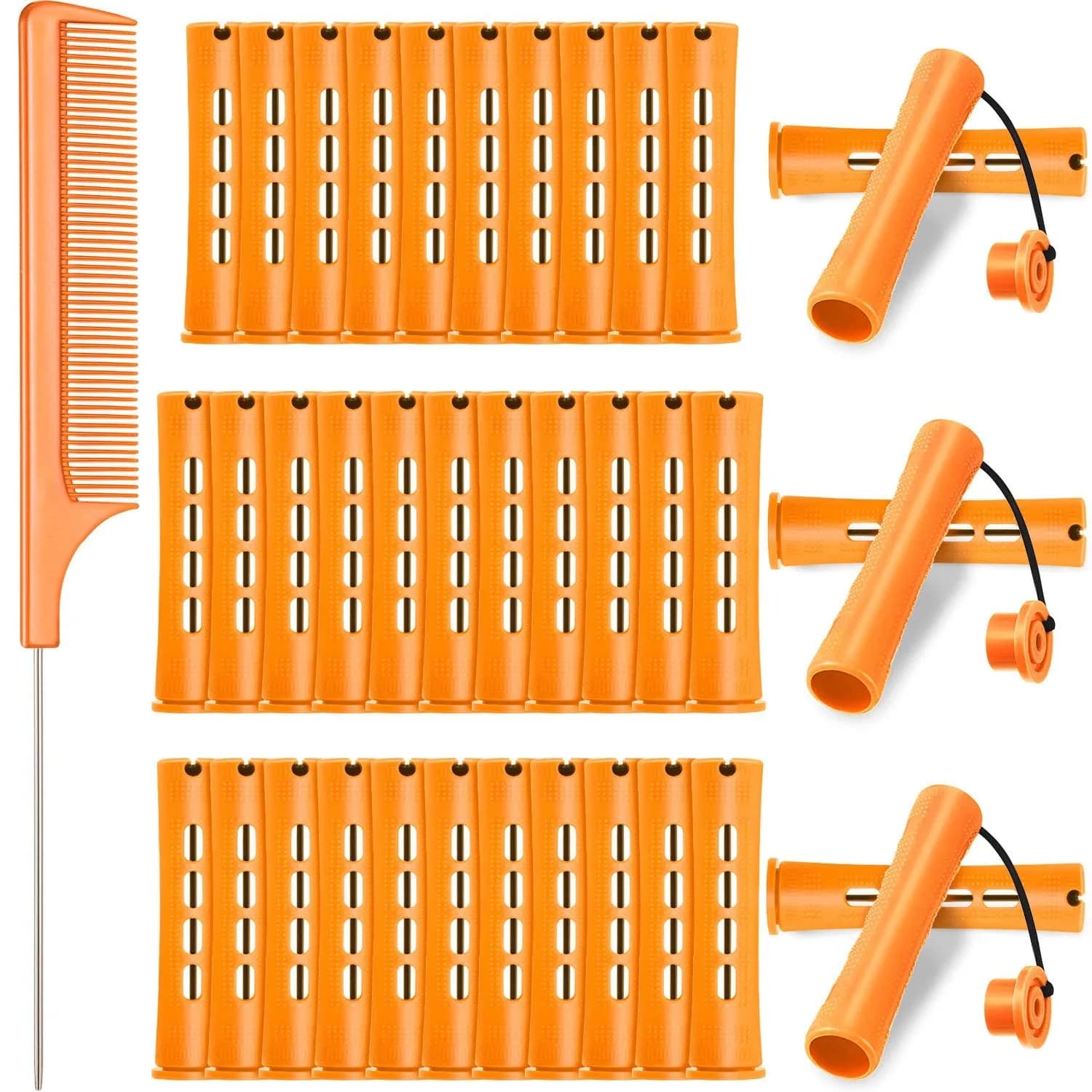 WILLBOND Hair Perm Rods 36 Pcs, Gray, 0.59 Inch | Easy Curling, Safe & Reusable — Orange