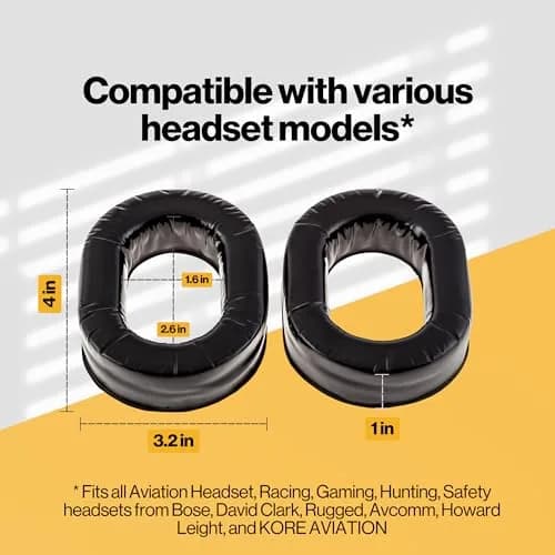 KORE AVIATION Ultra Plush Silicone Gel Ear Seals 2 Pairs (191g) | Enhanced Noise Reduction for Aviation, Racing, Gaming Headsets thumbnail 3