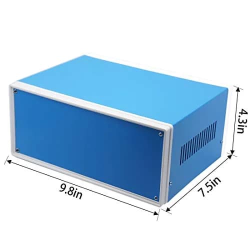 Zulkit Blue Metal Electrical Enclosure Box 9.8 x 7.5 x 4.3 Inch | Robust, Water-Resistant for Electronic Projects thumbnail 2