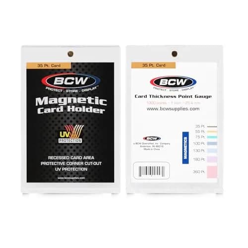 BCW Magnetic Card Holder - 35 PT Thickness - 5 Pack | Secure Gold Magnet Closure for Standard Trading Cards thumbnail 1