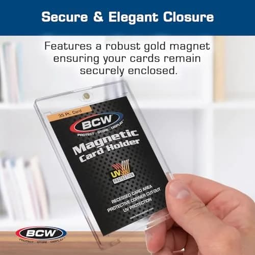 BCW Magnetic Card Holder - 35 PT Thickness - 5 Pack | Secure Gold Magnet Closure for Standard Trading Cards thumbnail 4