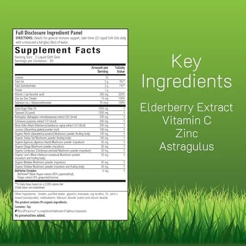 Irwin Naturals Immuno-Shield Elderberry Immune Support 60 Liquid Softgels | Elderberry & Vitamin C for Immunity thumbnail 2