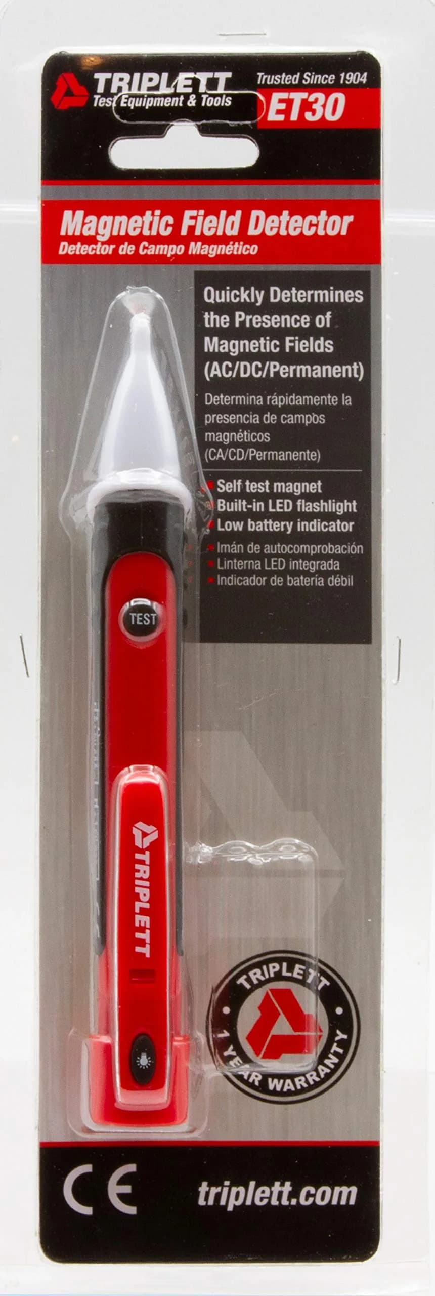 Triplett ET30 Magnetic Field Detector - AC/DC/Permanent | Non-Contact Tester with LED Flashlight thumbnail 6