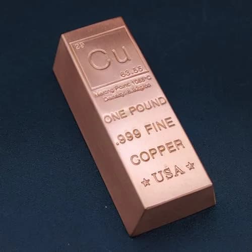 MINT STATE GOLD 1 Pound Copper Bar Trapezoid Ingot .999 Pure Paperweight | Periodic Element Design thumbnail 3