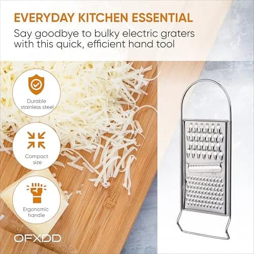 OFXDD Food Grater Metal Cheese Garlic Zester | Ergonomic Flat Vegetable Lemon Ginger Citrus Handheld thumbnail 2