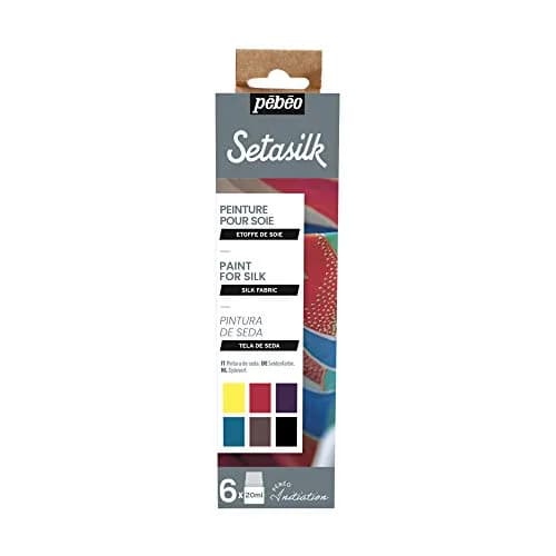 Pebeo Setasilk Silk Fabric Water-Based Paints 6x20ml Assorted | Bright, Glossy Finish for Silk Art thumbnail 1