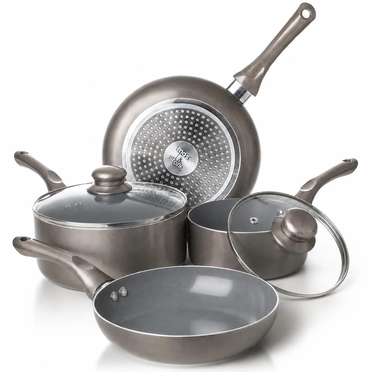 Moss & Stone Pots and Pans Set Nonstick 6-Piece | Induction Compatible, Durable & Stylish - main product image
