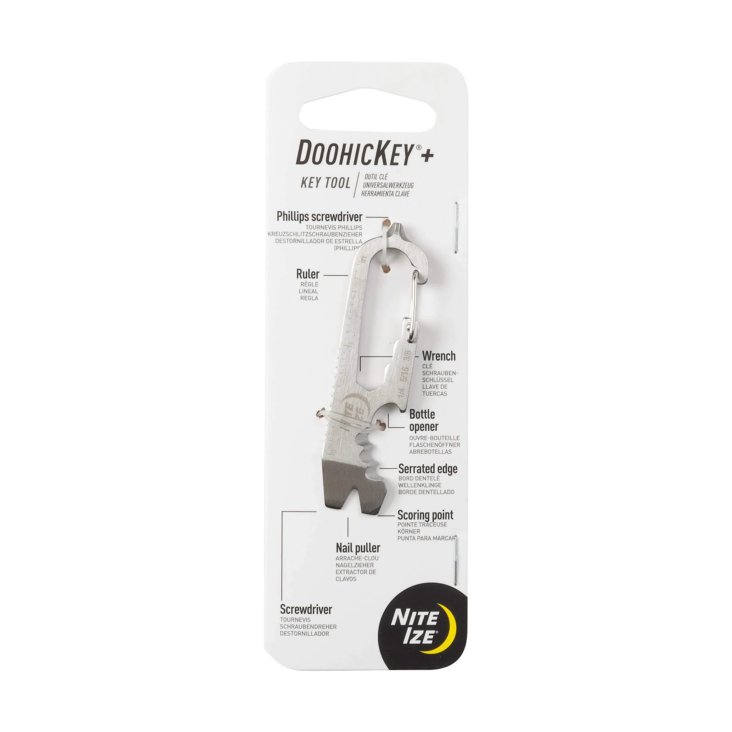 Nite Ize DoohicKey+ Keychain Multi Tool 8 Tools 0.3 oz (8.5 g) | Stainless Steel EDC Pocket Tool
