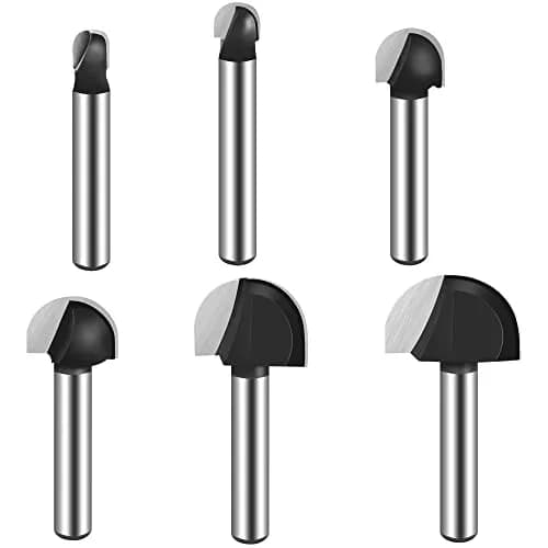 ASNOMY 6pcs Core Box Router Bit Set 1/4" Shank, 1/4"-7/8" Cutting Diameter | Precision Woodworking Tools thumbnail 1