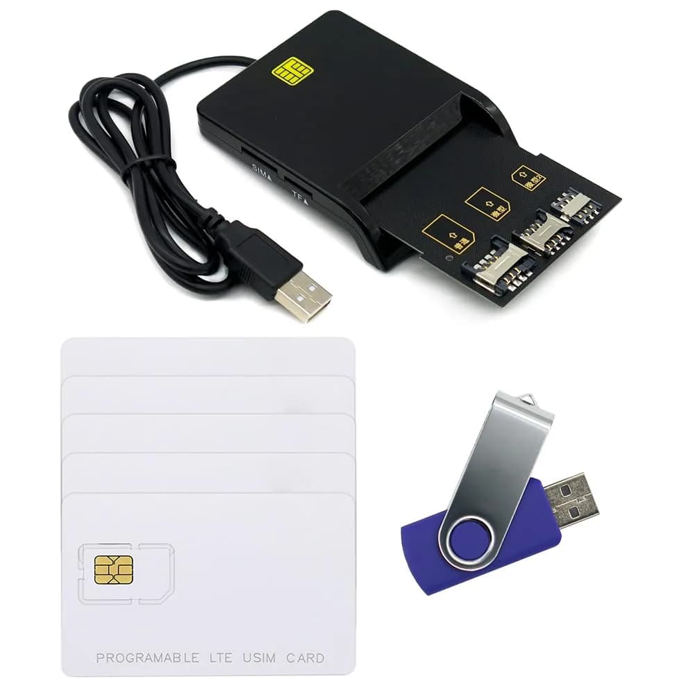 Gialer LTE SIM Card Programmer Kit with 5 Blank Cards & Reader | Windows Compatible - main product image