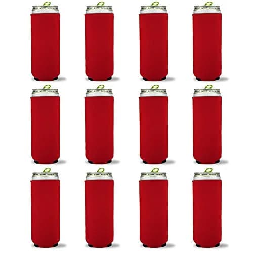 Kropsis Red 12 oz Beverage Insulator | Slim Can Cooler Sleeve for 12 oz Cans thumbnail 1