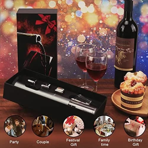 Pinkswan Electric Wine Opener Gift Set with Whiskey Stones | Effortless Corkscrew & Accessories thumbnail 7