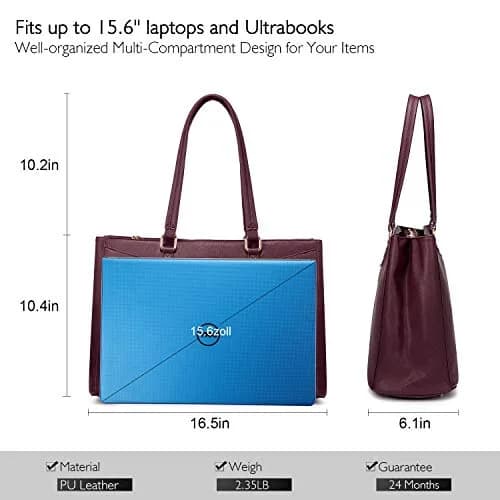 LOVEVOOK Laptop Tote Bag for Women 15.6 Inch Purple | Water-Resistant Business Work Bag with Laptop Compartment thumbnail 7
