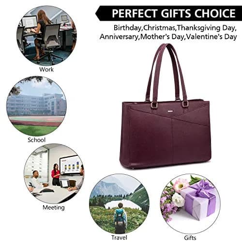 LOVEVOOK Laptop Tote Bag for Women 15.6 Inch Purple | Water-Resistant Business Work Bag with Laptop Compartment thumbnail 9