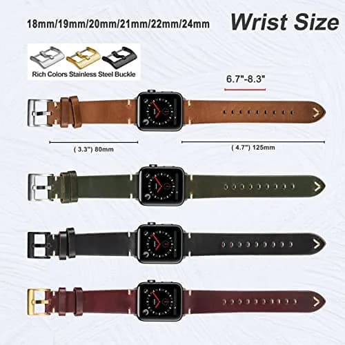 hemsut h Green Horween Leather Watch Band 22mm (0.87 inch) | Genuine USA Leather for Men thumbnail 5