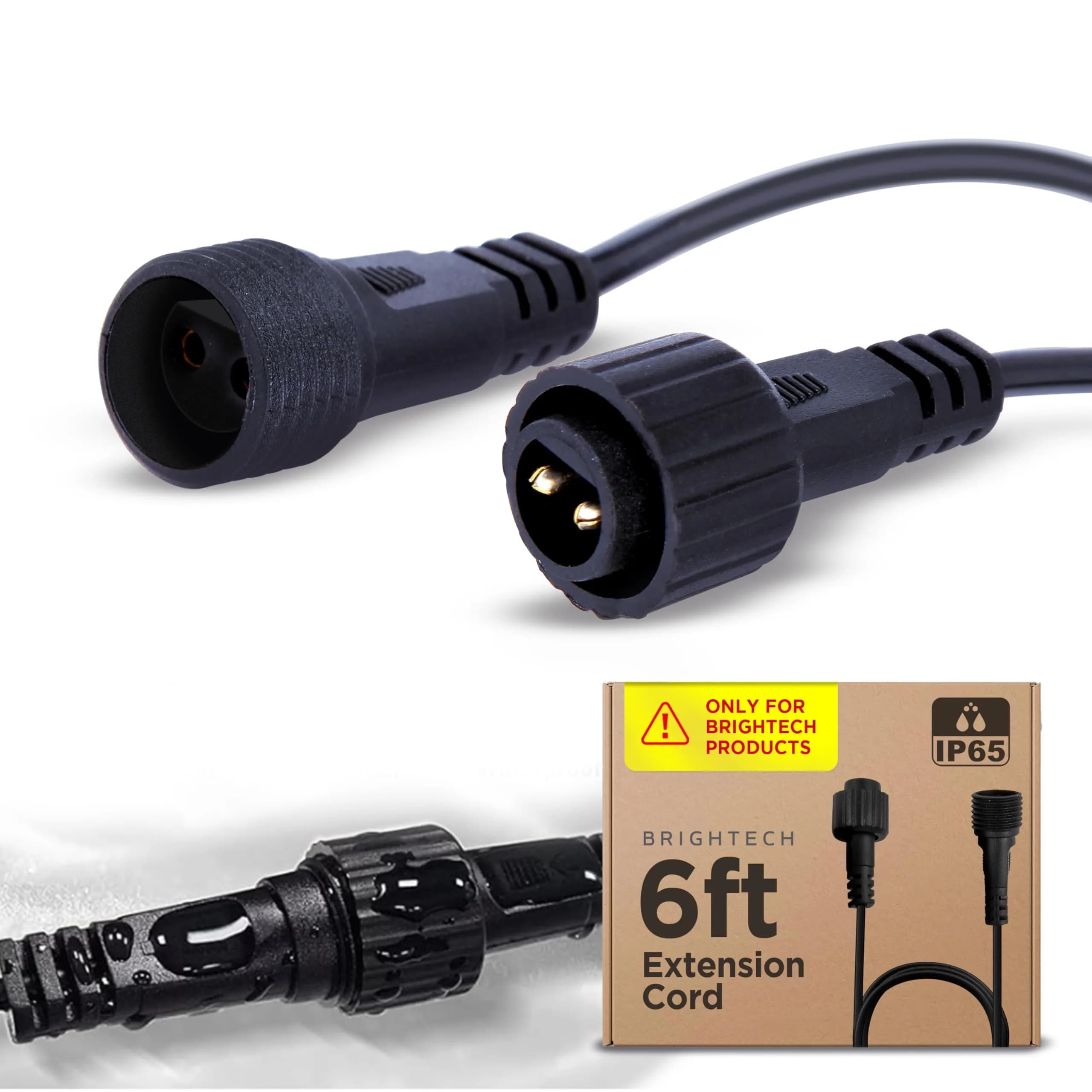 Brightech Ambience Pro Waterproof Extension Cable for Solar String Lights | 6 Ft Rugged, Reliable Outdoor Cord