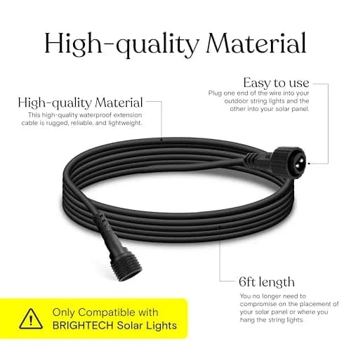 Brightech Ambience Pro Waterproof Extension Cable for Solar String Lights | 6 Ft Rugged, Reliable Outdoor Cord thumbnail 4