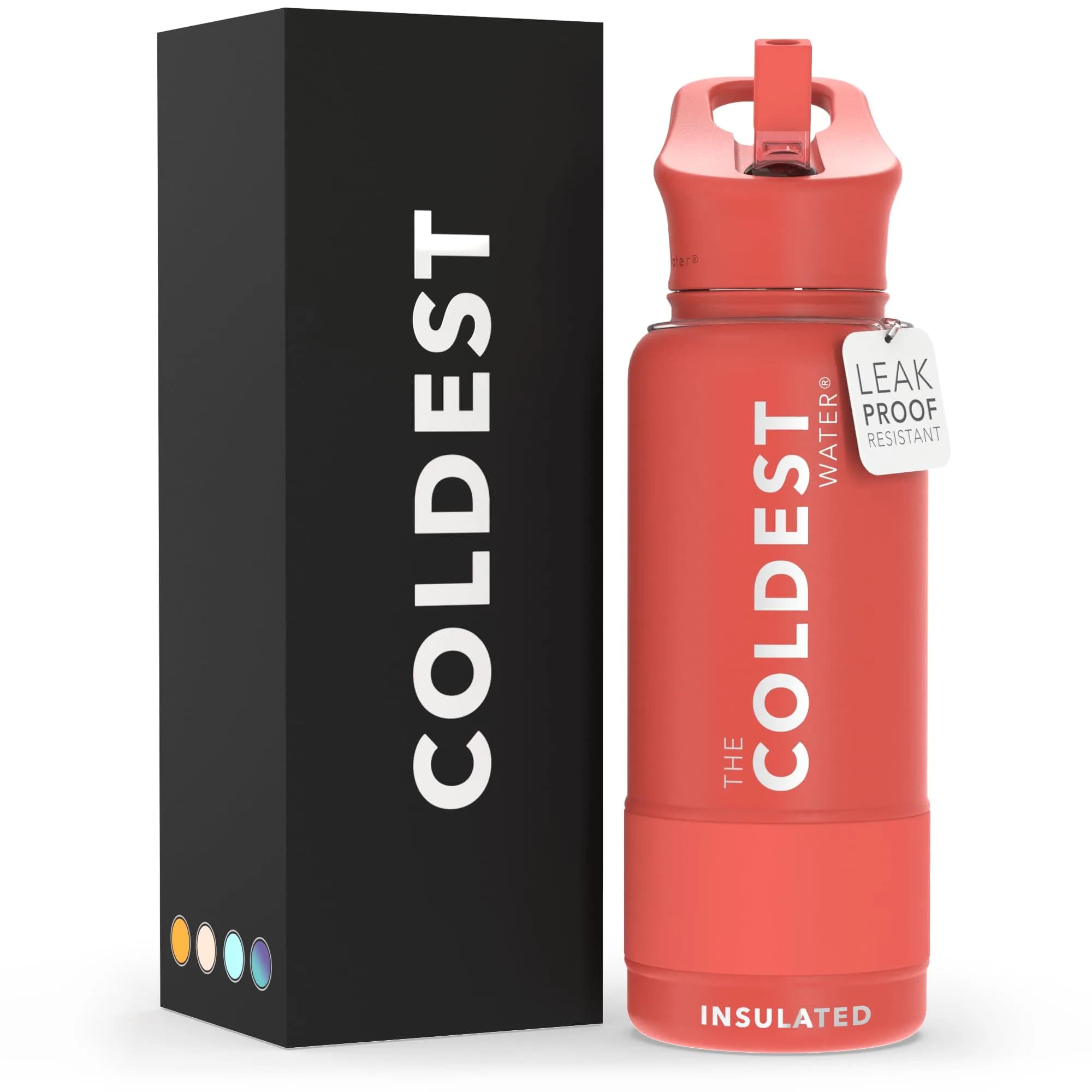 The Coldest Water Insulated Water Bottle with Straw Lid - 40 oz (1180ml) Epic White | Keeps Drinks Cold 36 Hrs, Hot 13 Hrs — Crimson Red / 32 oz