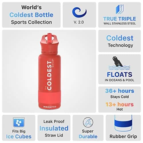 The Coldest Insulated Water Bottle with Straw Lid 591ml (20 oz) | Keeps Drinks Cold 36 Hrs, Hot 13 Hrs thumbnail 8