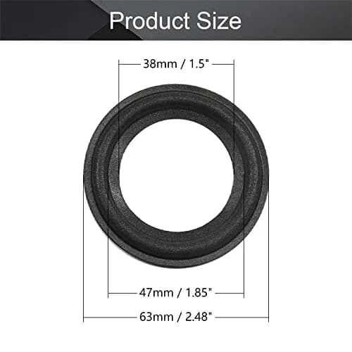 Fielect 2.5 Inch Foam Speaker Edge Surround Rings (63mm/2.46" OD) | Pack of 4 for Speaker Repair thumbnail 2