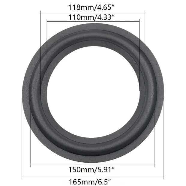 Fielect 6.5-inch Foam Speaker Surround Rings (2-Pack, Black) | DIY Speaker Repair Parts thumbnail 3