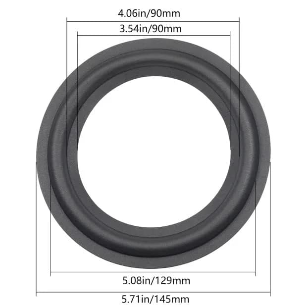 Fielect Black Foam Speaker Edge Surround Rings Replacement Kit 142mm (5.54") | For Speaker Repair & DIY thumbnail 2