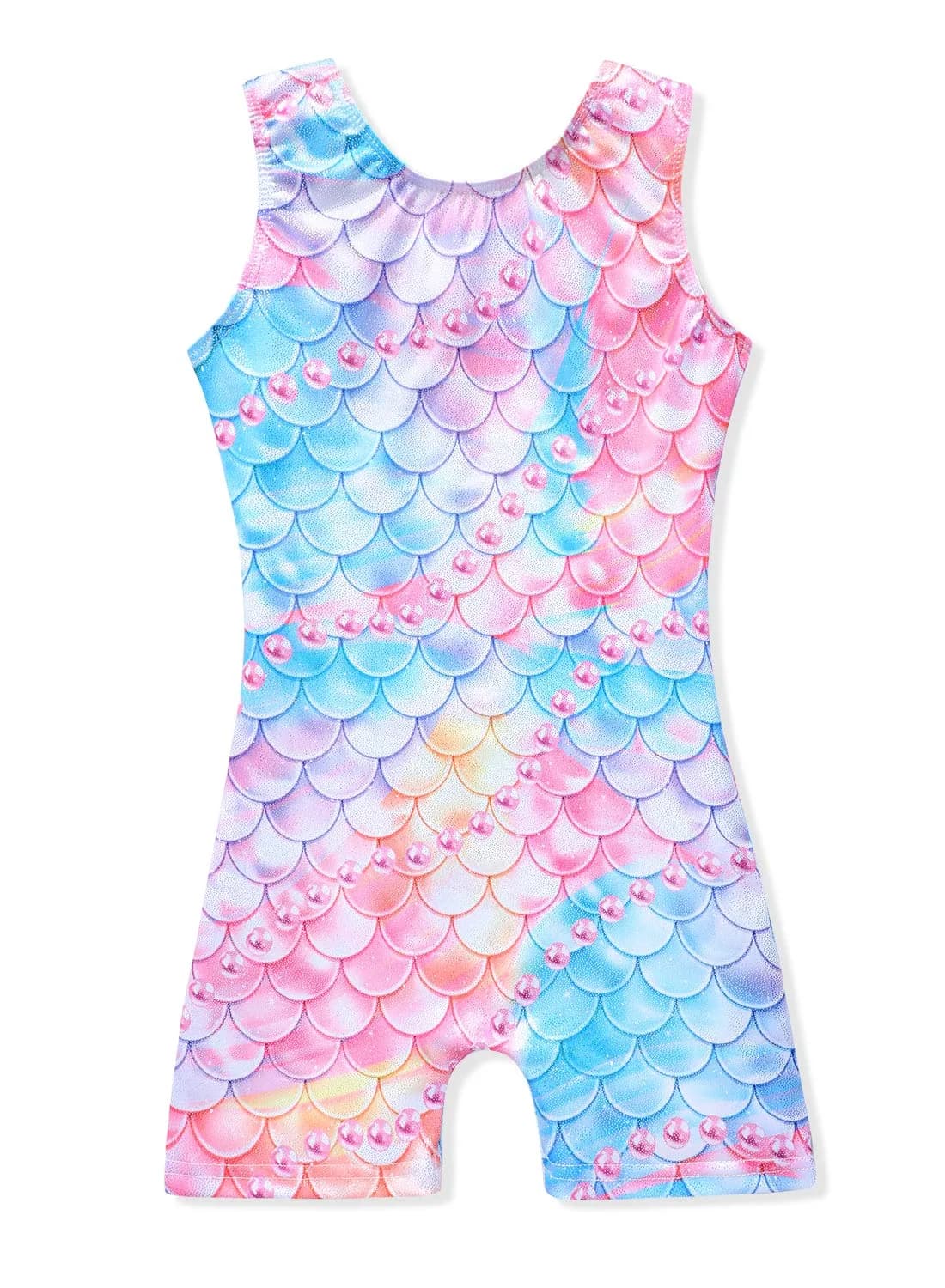 Belovance Girls Gymnastics Leotard Colorful Mermaid 7-8 Years | Shiny Rainbow Athletic Dance Wear — Colorful Mermaid