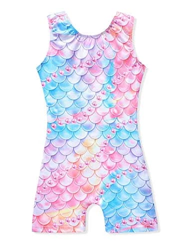 Belovance Girls Gymnastics Leotard Colorful Mermaid 7-8 Years | Shiny Rainbow Athletic Dance Wear thumbnail 1