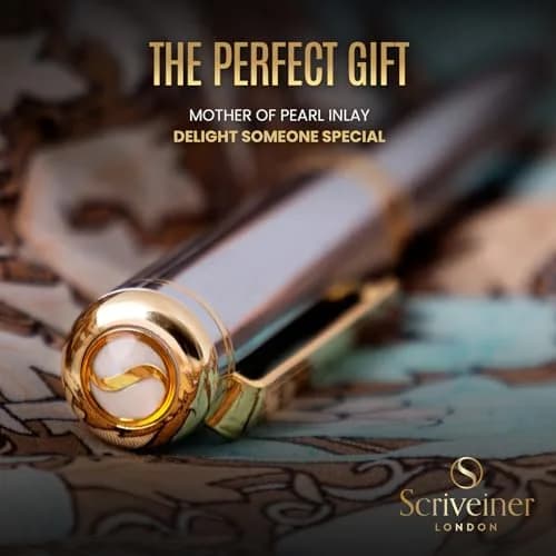 Scriveiner Silver Chrome Fountain Pen with Gold Finish Schmidt Nib (Medium) | Luxury Executive Pen for Professionals thumbnail 8