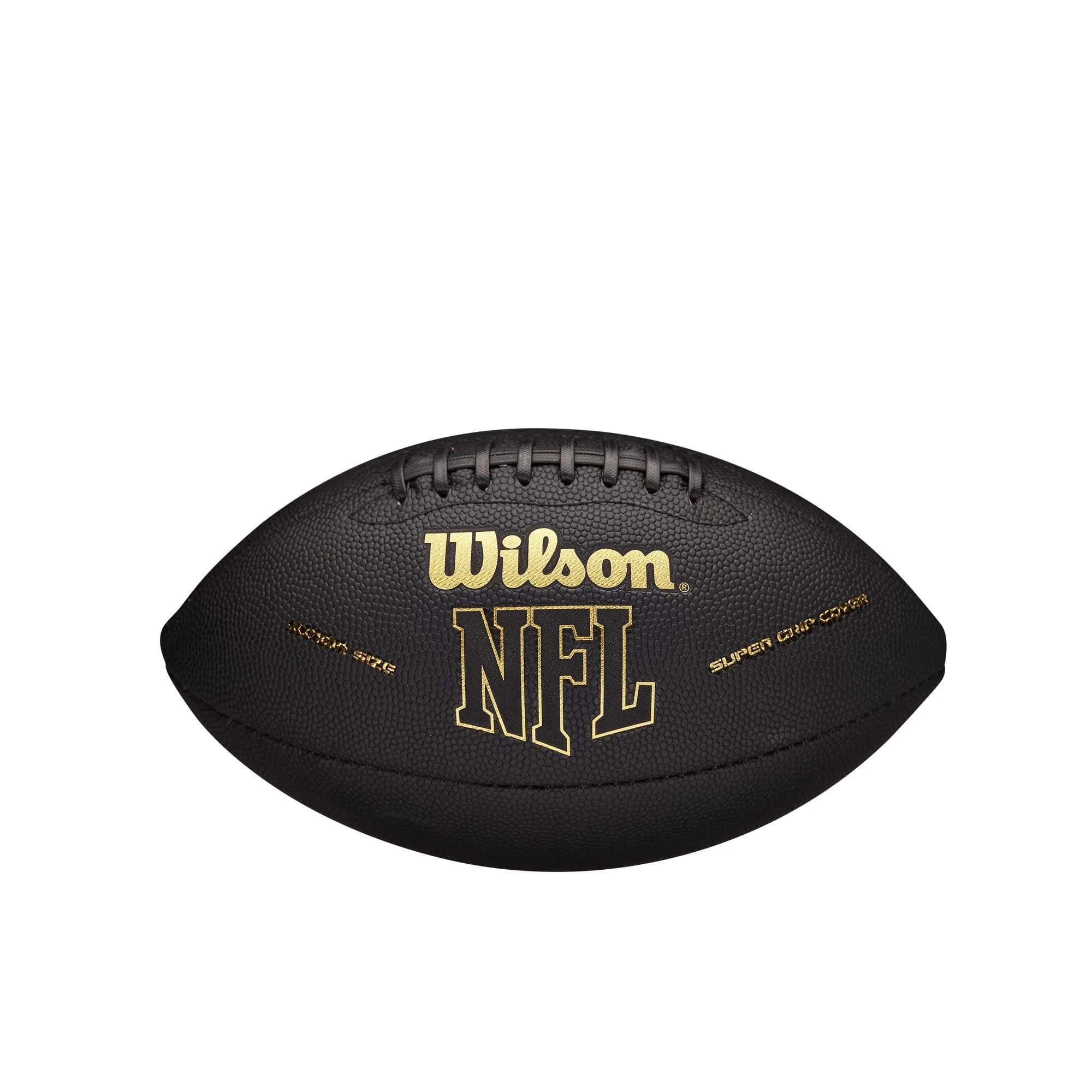 Wilson NFL Super Grip Composite Football - Junior Size, Brown | Official NFL Lacing — Black/Gold