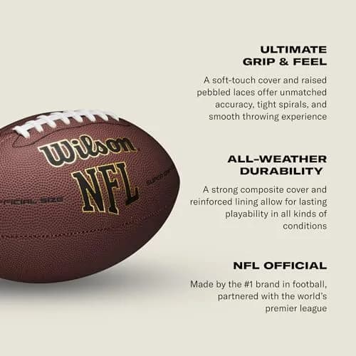 Wilson NFL Super Grip Composite Football - Junior Size, Black/Gold (15.16 oz / 430 g) thumbnail 4