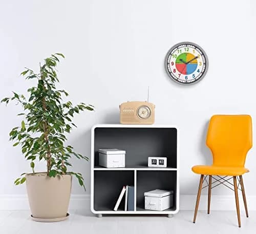 Bernhard Products Colorful Kids Wall Clock 12 Inch | Silent Teaching Time Tool for Children thumbnail 4